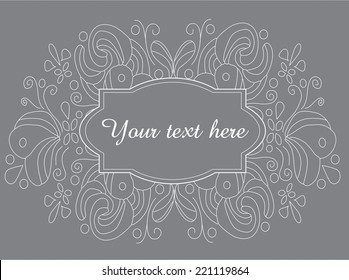 Elegant floral/swirl line art with text area