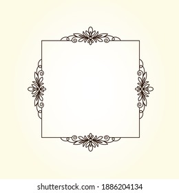 Elegant floristic square vector frame for your projects.
