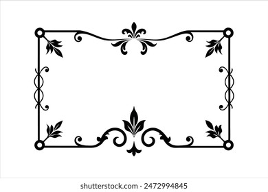 Elegant flourish border corner and frame vector art illustration, perfect for enhancing your designs with sophisticated details. Ideal for invitations, certificates, and decorative projects.