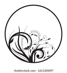 elegant flourish swirls inside circle, vector illustration