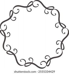 Elegant flourished frame creating an ornate circular border with swirling lines and decorative curls, adding sophistication and vintage charm to invitations and designs
