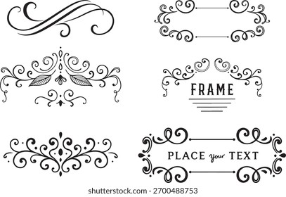 Elegant Flourishes and Frames Decorative Vector Elements for Creative Design