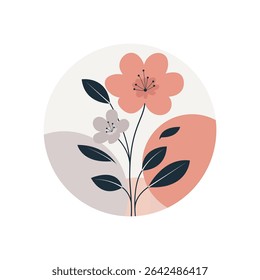 Elegant Flower Arrangement in Retro Style. Colorful Flat Vector Illustration.