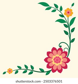 Elegant Flower Border Corner Decoration - Printable Graphic Design for Elegant Designs