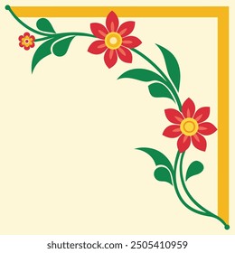 Elegant Flower Border Corner Decoration - Printable Graphic Design for Elegant Designs