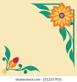 Elegant Flower Border Corner Decoration - Printable Graphic Design for Elegant Designs