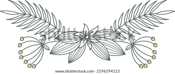 Elegant\
flower branch divider. Page print\
decoration