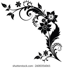 Elegant Flower Corner Silhouette Design