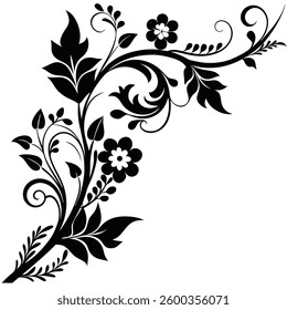 Elegant Flower Corner Silhouette Design