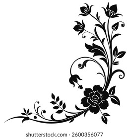 Elegant Flower Corner Silhouette Design