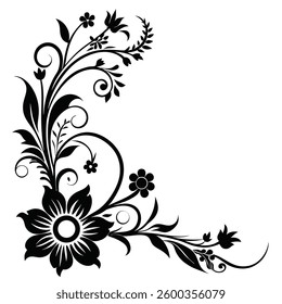Elegant Flower Corner Silhouette Design