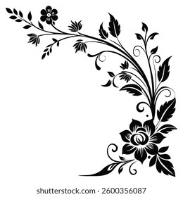 Elegant Flower Corner Silhouette Design
