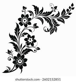 Elegant Flower Corner Silhouette Design