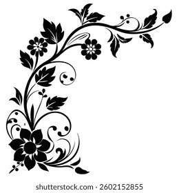 Elegant Flower Corner Silhouette Design