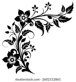 Elegant Flower Corner Silhouette Design
