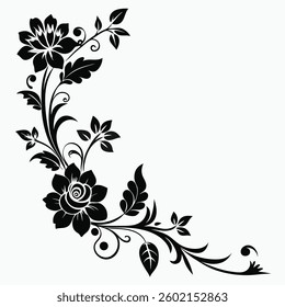 Elegant Flower Corner Silhouette Design