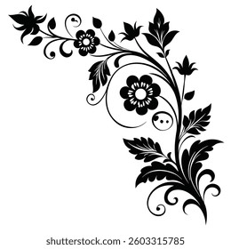 Elegant Flower Corner Silhouette Design