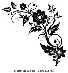 Elegant Flower Corner Silhouette Design