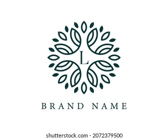 Elegant Flower Emblem Logo with Letter L. Vector logo template