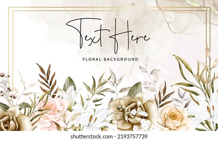 elegant flower frame background with watercolor