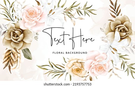 elegant flower frame background with watercolor