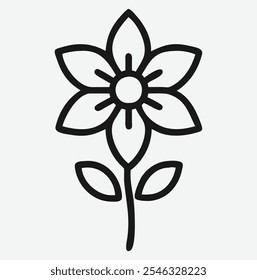 Elegant Flower Icon Line Art, Minimalist and Stylish Floral Design