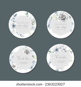 elegant flower label collection with beautiful floral wreath