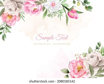 Elegant Flower and leaves watercolor background