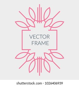 Elegant flower line art vector frame template