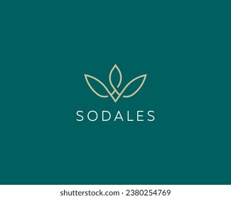 Elegant flower linear logo. Premium beauty salon hotel logotype. Spa boutique jewelry store symbol. Vector illustration.