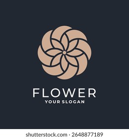 Elegant flower logo with circular abstract petals