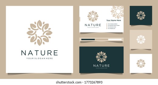 Elegant flower logo design abstract. Can be used for beauty salons, decorations, boutiques, spas, yoga, cosmetic and skin care products. premium business card vector