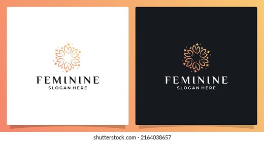 Elegant flower logo design abstract. Can be used for beauty salons, decorations, boutiques, spas, yoga, cosmetic and skin care products. premium vector