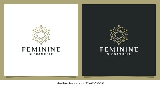 Elegant flower logo design abstract. Can be used for beauty salons, decorations, boutiques, spas, yoga, cosmetic and skin care products. premium vector