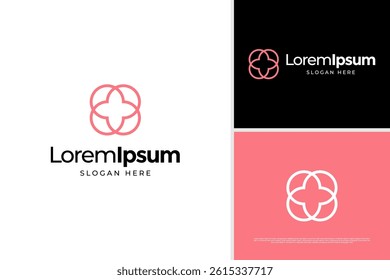 Elegant flower logo design concept. Yoga meditation illustration logo template