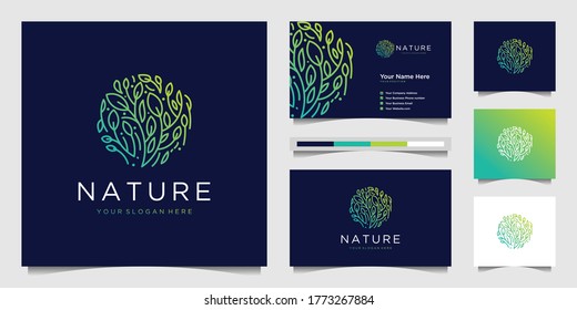 Elegant flower logo design gradient line art. Can be used for beauty salons, decorations, boutiques, spas, yoga, cosmetic and skin care products. premium business card vector