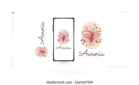 Elegant Flower Logo Design with Minimal Linear Style, Suitable for Spa, Beauty, Jewelry, Salon or Cosmetic Brand. Hand Drawn Floral or Botanical Logo Illustration
