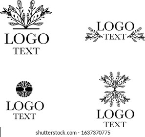 Elegant flower logo design set. Black emblem for branding 