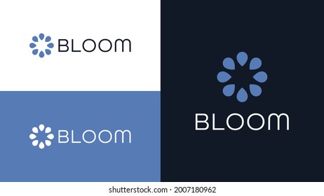 Plantilla de diseño elegante del logotipo de flores. Concepto de diseño de logotipo de lujo con símbolo de icono de Petales de flores minimo Ilustración