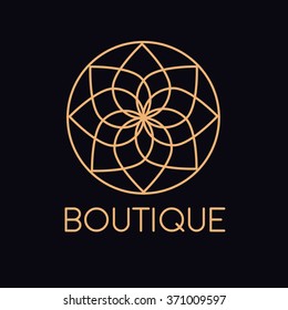 Diseño elegante con logo floral. Ilustración vectorial.