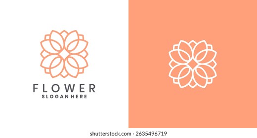 Elegant flower logo with geometric mandala design