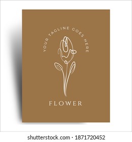 Elegant Flower Logo Template With Single Line Style, Suitable For Wedding Organization, Florist, Beauty Shop Or Product And Many Other Company