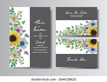 elegant flower on wedding invitation card template