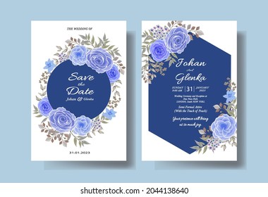 elegant flower on wedding invitation card template