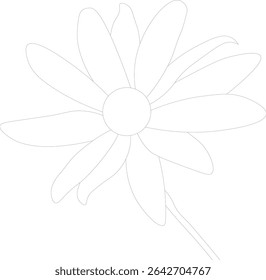 Elegant flower outline drawing with delicate petals and clean lines, ideal for coloring pages, tattoos, botanical art, or minimalist designs.