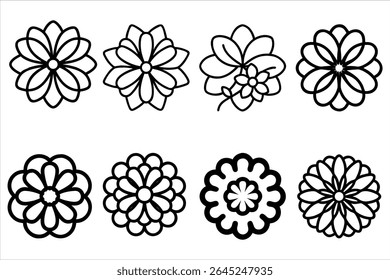 Contornos de flores elegantes em uma linha desenhos florais monocromáticos com um toque de simplicidade botânica e toque artístico