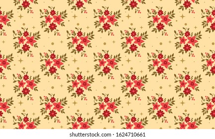 Elegant flower pattern Background for Christmas, with seamless of red rose flower design.