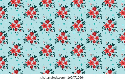 Elegant flower pattern Background for Christmas, with seamless of red rose flower design.