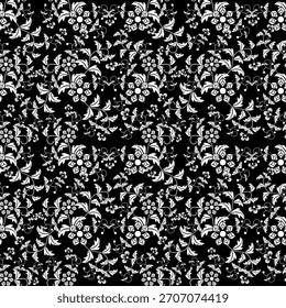 Elegantes Blumenmuster mit zarten botanischen Motiven in einem nahtlos wiederholenden Design.