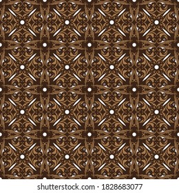 Elegantes Blumenmuster auf der Bantul Batik mit glatter dunkelbrauner Farbgestaltung.